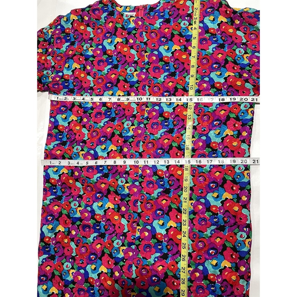 Carolyne Barton Dress Silk Floral Pink Multicolor SZ 8 ( SEE FLAWS - Picture 7 of 16